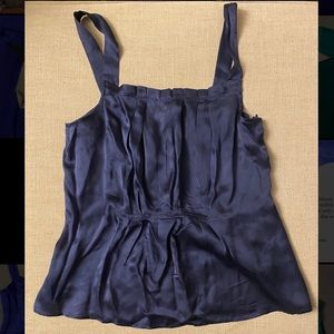 J.Crew thin Navy blue pleated silk top in Size 2
